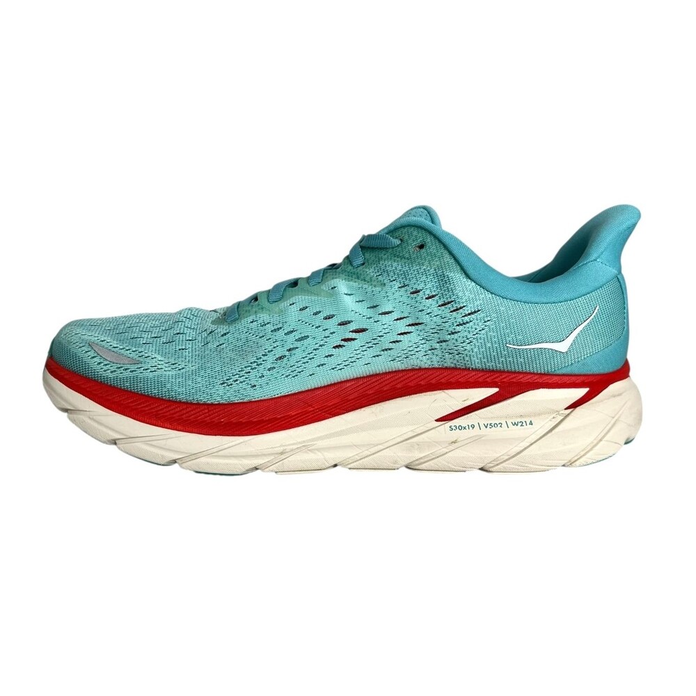 Hoka One One Women's Clifton 8 Running Shoe Sneaker  Size 9.5B  Eggshell / Blue - Picture 4 of 12